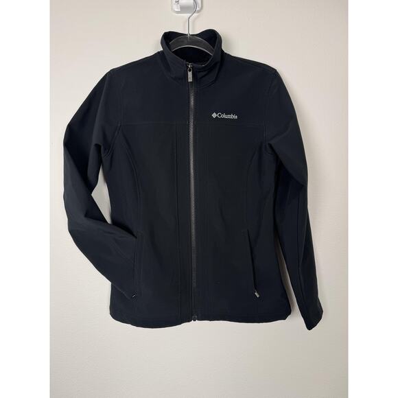 Columbia Jacket Womens Small Black Full Zip Softshell Fleece Lined Outdoors - Picture 1 of 15